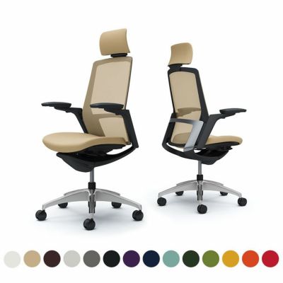 C78CBR | フィノラ エクストラハイバック 座クッション アジャストアーム メッキパネル ポリッシュ脚 ブラックボディ オカムラ