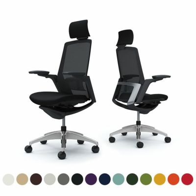 C78CBS | フィノラ エクストラハイバック 座クッション アジャストアーム メッキパネル ポリッシュ脚 ブラックボディ ランバーサポート付き オカムラ