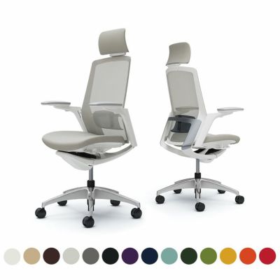 C78CBZ | フィノラ エクストラハイバック 座クッション アジャストアーム メッキパネル ポリッシュ脚 ホワイトボディ ランバーサポート付き オカムラ