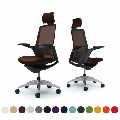 C78CAS | フィノラ エクストラハイバック 座クッション アジャストアーム ブラックパネル ポリッシュ脚 ブラックボディ ランバーサポート付き オカムラ