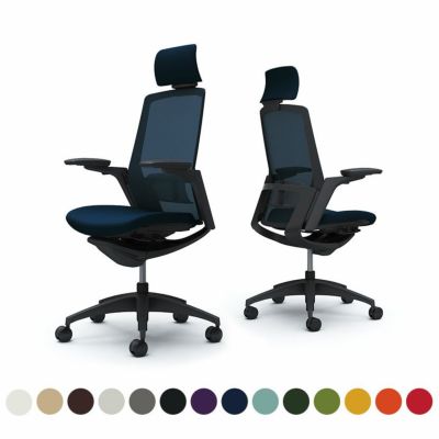 C78CMS | フィノラ エクストラハイバック 座クッション アジャストアーム ブラックパネル ブラック脚 ブラックボディ ランバーサポート付き オカムラ