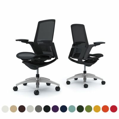 C785AS | フィノラ ハイバック 座メッシュ アジャストアーム ブラックパネル ポリッシュ脚 ブラックボディ ランバーサポート付き オカムラ