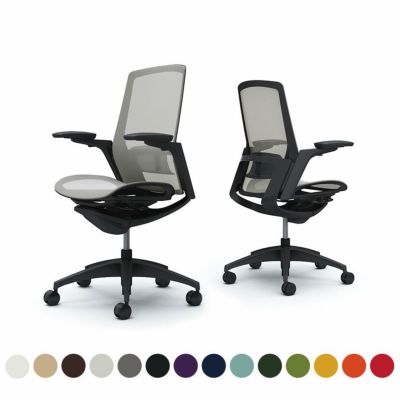 C785MS | フィノラ ハイバック 座メッシュ アジャストアーム ブラックパネル ブラック脚 ブラックボディ ランバーサポート付き オカムラ