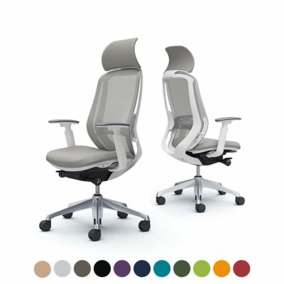 C68ABZ | シルフィー エクストラハイバック 背メッシュタイプ アジャストアーム ホワイトボディ アルミ脚 ランバーサポート付 オカムラ