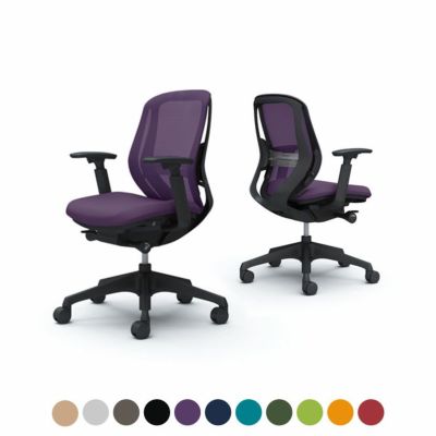 C681XS | シルフィー ローバック 背メッシュタイプ アジャストアーム ブラックボディ 樹脂脚 ランバーサポート付 オカムラ
