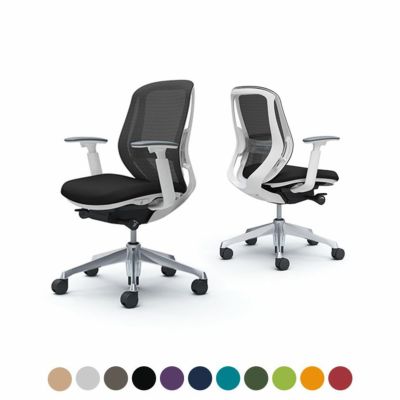 C681BZ | シルフィー ローバック 背メッシュタイプ アジャストアーム ホワイトボディ アルミ脚 ランバーサポート付 オカムラ