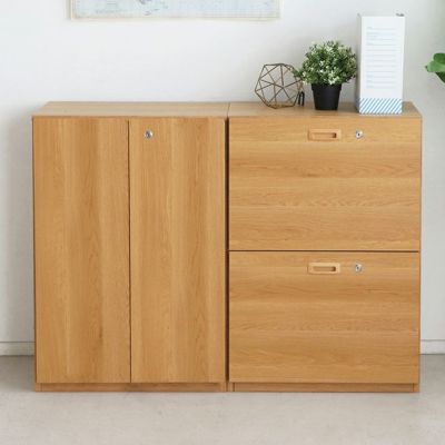 幅60cm 引出し2段収納 キャビネット 鍵付 アジャスター付 収納 サイドボード