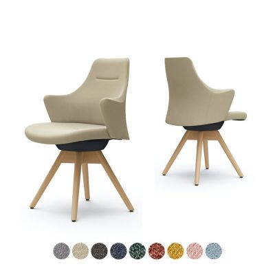 CD63YR | ライブス ワークチェア ロータイプ 木脚 ブラックボディ 木脚ナチュラル色 インターロック オカムラ