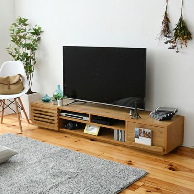 テレビ台 リビングボード ロータイプ フラップ扉×引き出し 配線収納 幅1800×奥行425×高さ315mm
