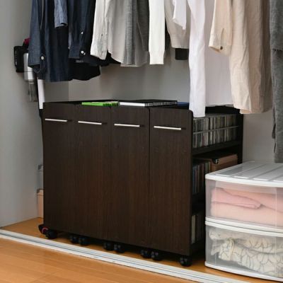 クローゼットラック 本棚 キャスター付き スリムラック 4個セット 幅195×奥行585×高さ655mm | SGT-0128SET