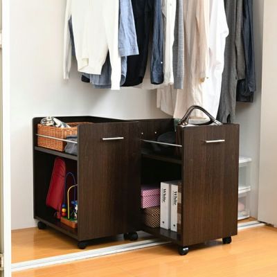 クローゼットラック 本棚 キャスター付き 2個セット 幅385×奥行585×高さ655mm | SGT-0129