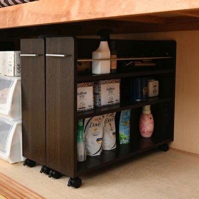 クローゼットラック 本棚 キャスター付き スリムラック 2個セット 幅195×奥行785×高さ655mm | SGT-0130