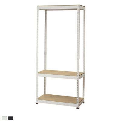 スチールラック 3段 ハンガーラック ラック シェルフ 棚 メタル&ウッドラック 幅810×奥行410×高さ1800mm / MK-883H