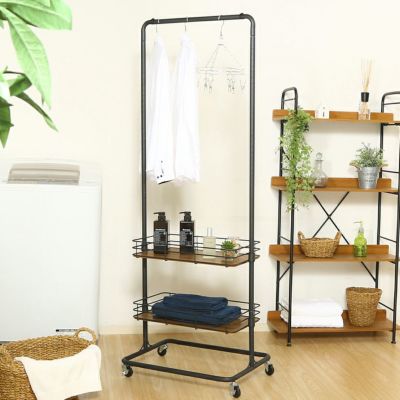 ハンガーラック ビクター バスケット×2 収納力アップ ハンガー耐荷重15kg バスケット耐荷重5kg 幅600×奥行450×高さ1670mm