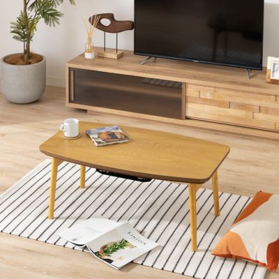 幅90cm こたつ テーブル  折りたたみ 楕円形 石英管ヒーター リビングテーブル 折れ脚 北欧風 おしゃれ