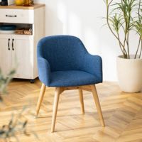 ダイニングチェア 回転なし ナチュラル脚 ファブリック ソフトレザー 肘付き アームチェア 食卓椅子 おしゃれ 可愛い 北欧 青 ブルー ブラウン グレー｜¥19,091の動画