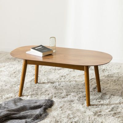 幅100cm 2way リビングテーブル トムテ 楕円 木製 天然木 2wayテーブル ローテーブル ハイテーブル おしゃれ シンプル 北欧 リビング ブラウン ウォールナット