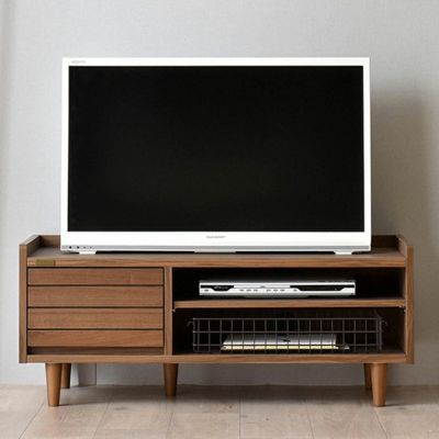 幅90cm ローボード TWICE （トワイス） ～32型対応 木目調 脚付き 引出し付き オープン収納 テレビ台 テレビボード TV台 TVボード ブラウン アイボリー ホワイト