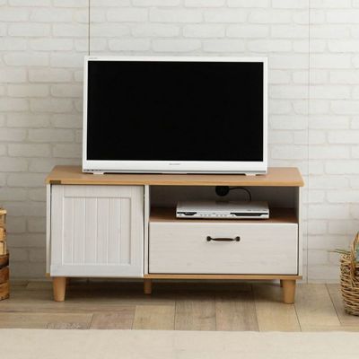 幅100cm BILY（バイリー） テレビ台 ローボード ホワイト×ナチュラル テレビ台・テレビボード ナチュラル 　ST-BY48-100L