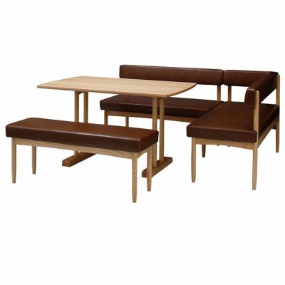 幅120cm 4人用 ダイニングセット 【ダイニングテーブル＋ソファ＋片肘ソファ＋ベンチ】