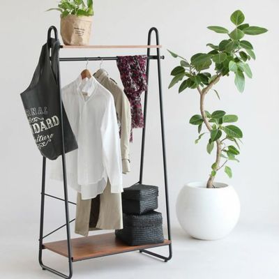 幅90cm anthem ハンガーラック 木製 スチール 棚付き 収納 洋服掛け コートハンガー