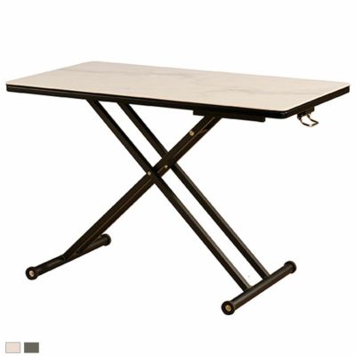 幅110cm リフティングテーブル グラナダ 大理石調 高さ調節 昇降式 テーブル セラミックテーブル ローテーブル おしゃれ モノトーン モダン リビング 白 グレー