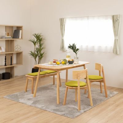 4人用 Natural Signature ティムバ ダイニングセット 4点 テーブル＋チェア2脚＋ベンチ 天然木