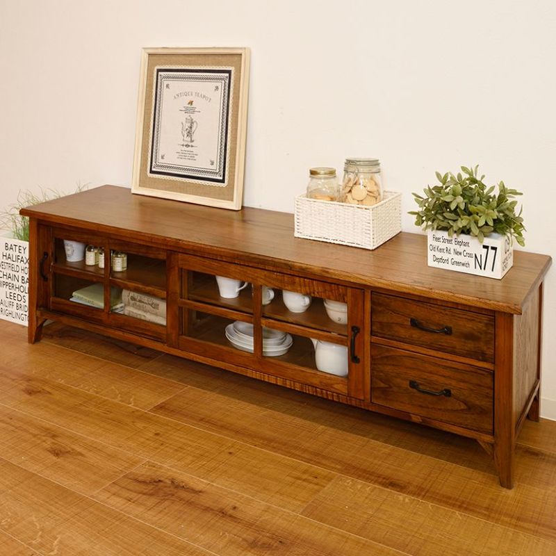 木製 ローテーブル  テレビボード　アンティーク　北欧 サイズオーダー可」120cm テレビ台 M ハイタイプ おしゃれ扉