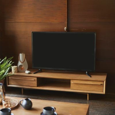 設置無料】幅180cm MORITA TVボード レッドオーク材 収納付 ローボード