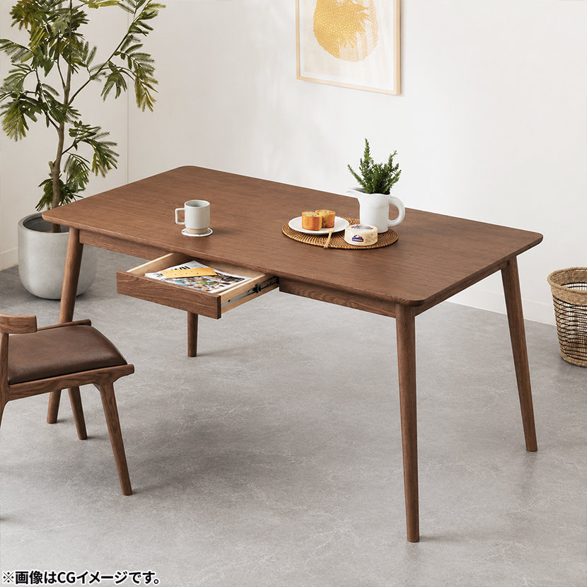 幅150cm 木製 ダイニングテーブル 引き出し付き 収納付き 4人掛け 天然木 食卓テーブル 長方形 おしゃれ 北欧風 カフェ風 ナチュラル ブラウン｜¥49,819の動画