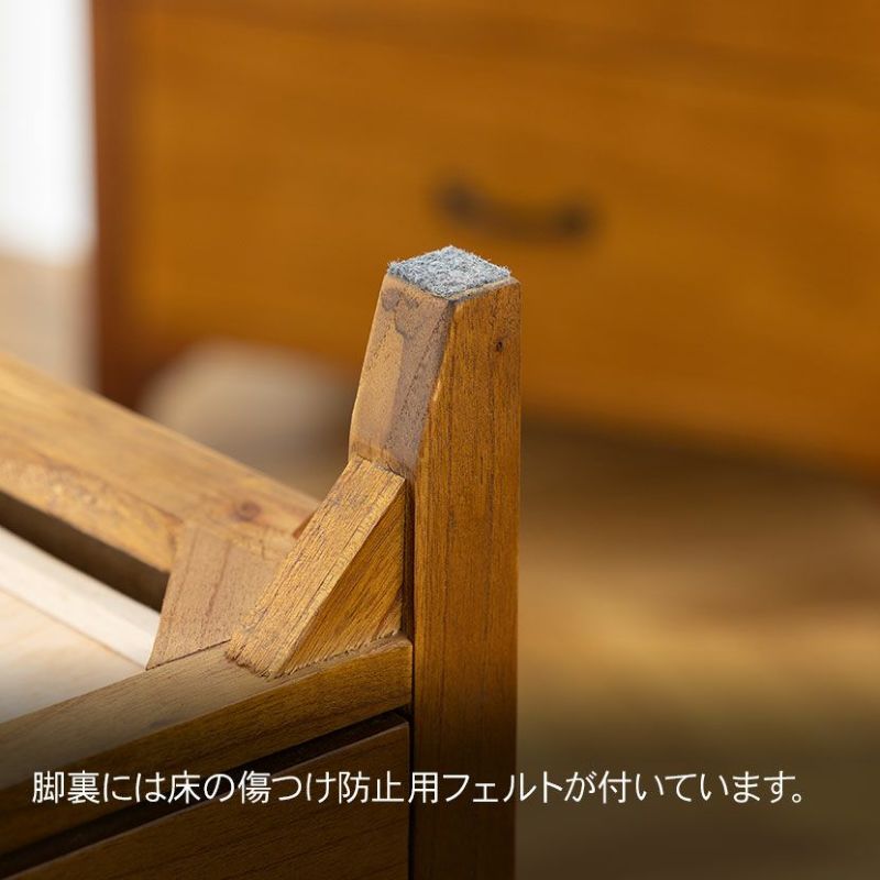 幅112cm 木製 デスク アンティーク風 天然木 ミンディ 引出し