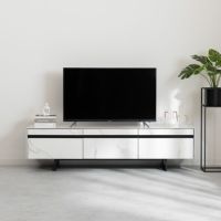 【設置無料】 幅160cm テレビボード セラミック天板 大理石風 スチール脚 引出し付き 収納 テレビ台 TVボード リビングボード モダン モノトーン グレー ホワイト ブラック ルンバブル｜¥48,091の動画