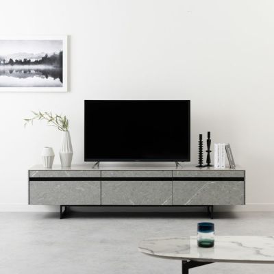 【設置無料】 幅180cm テレビ台 セラミック天板 大理石風 引出し付き スチール脚 収納 テレビボード TVボード リビングボード モダン おしゃれ グレー ホワイト ブラック 白黒 ルンバブル