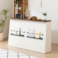 【設置無料】幅170cm カウンターテーブル 書籍ラック付き 間仕切り カウンター 両面 収納 棚 食器棚 バーテーブル ハイテーブル バーカウンター おしゃれ ウッディモダン｜¥65,364の動画