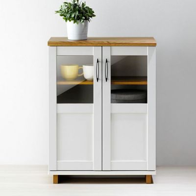 幅60cm キャビネット シュエット ガラス扉 収納 棚 リビングボード 食器棚 リビングキャビネット キッチン収納 カップボード 北欧 サイドボード おしゃれ 白 ホワイト