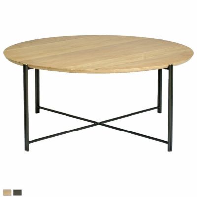 【設置無料】幅87.2cm クアトロ コーヒーテーブルL オーク材 スチール 丸テーブル ローテーブル 完成品