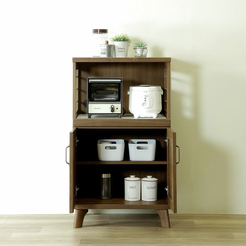 食器棚棚収納食器入れインテリア キッチン収納 弘益 キッチンラック 幅58cm スライド棚 スチール S字フック3個付き