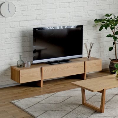 【設置無料】幅180cm テレビボード MORITA ～70型以上 天然木 レッド オーク材 フラップ扉 引出し付き ローボード TVボード テレビ台 おしゃれ リビング 北欧風