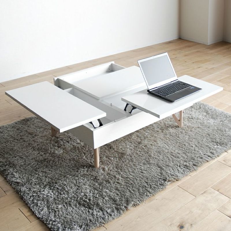 幅110cm 昇降式 リビングテーブル MORITA 引き出し付き 収納