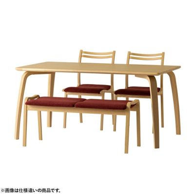 【設置無料】4人用 冨士ファニチア ダイニングセット 4点 テーブル(幅135cm)＋チェア2脚＋ベンチ1脚 座面布張り スタイリッシュ