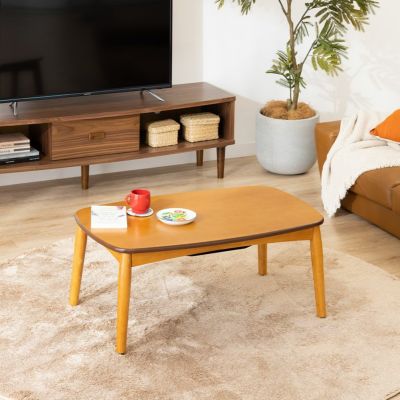 幅90cm 2WAY こたつ テーブル 高さ調節可能 長方形 石英管ヒーター 高め 楕円形 机 ナチュラル