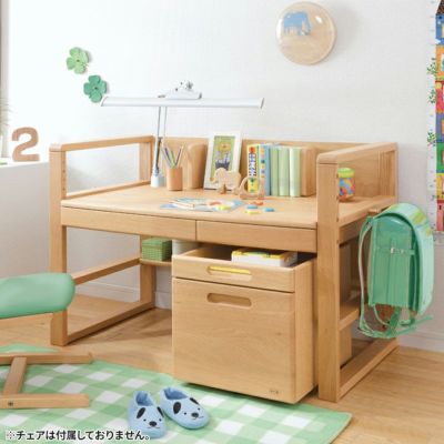 【設置無料】幅100cm 浜本工芸 学習机 No.17 デスク 勉強机 パソコンデスク 高さ調節可 足元棚付き 天板 ナラ無垢材 UV塗装 日本製