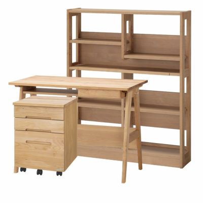【設置無料】堀田木工所 幅100cm スキップ デスク カルロ100ラック ウィンディワゴン 学習机セット 勉強机 アルダー材 自然塗装 日本製