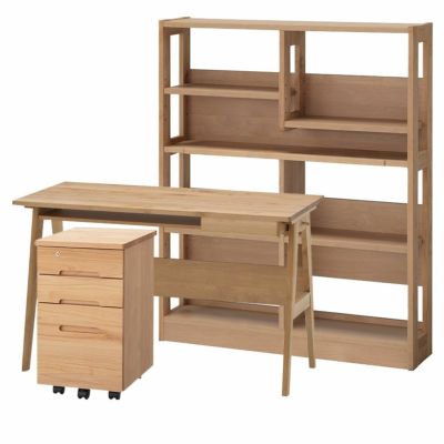 【設置無料】堀田木工所 幅オーダー対応 スキップ デスク カルロ100ラック ウィンディ薄型ワゴン 学習机セット 勉強机 アルダー材 自然塗装 日本製