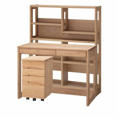 【設置無料】堀田木工所 幅90cm カルロ デスク 90ラック ウィンディ薄型ワゴン 学習机セット 勉強机 アルダー材 自然塗装 日本製 セパレートタイプ