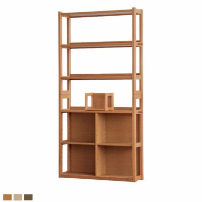 【設置無料】浜本工芸 幅90cm 木製 本棚 高さ180cm No.28 書棚A 日本製 天然木 オーク材 収納付き スリムラック オープンラック ウッドシェルフ 子供部屋 リビング