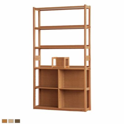 【設置無料】浜本工芸 幅100cm 木製 本棚 高さ180cm No.28 書棚A 日本製 天然木 オーク材 収納付き スリムラック オープンラック ウッドシェルフ 子供部屋 リビング