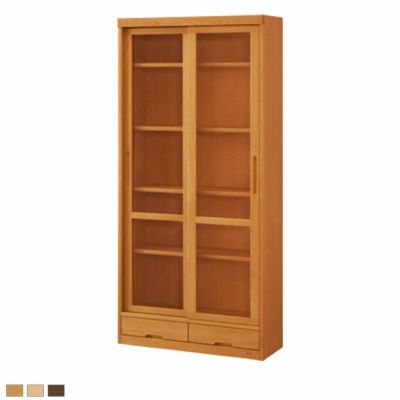 【設置無料】浜本工芸 幅85.1cm 高さ180cm No.8600 書棚G 本棚 収納 引き戸 耐震金具付属 日本製
