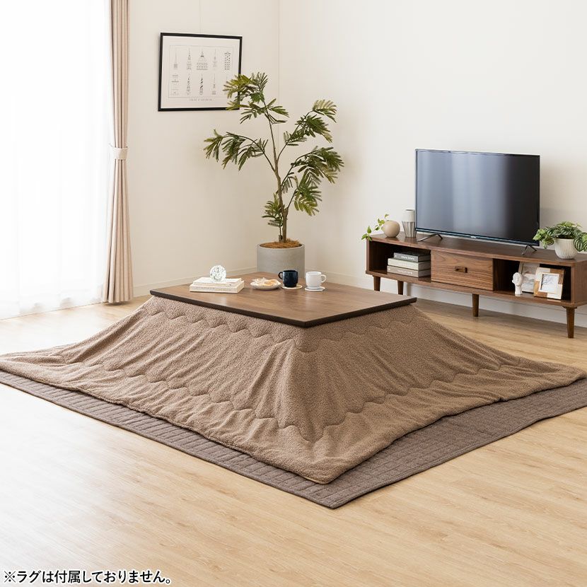 フラットヒーターこたつセット 長方形 2点セット (こたつテーブル＋こたつ布団) こたつ布団セット ウォルナット ローテーブル シンプルモダン さらフワ触感 沈静色｜¥39,000の動画