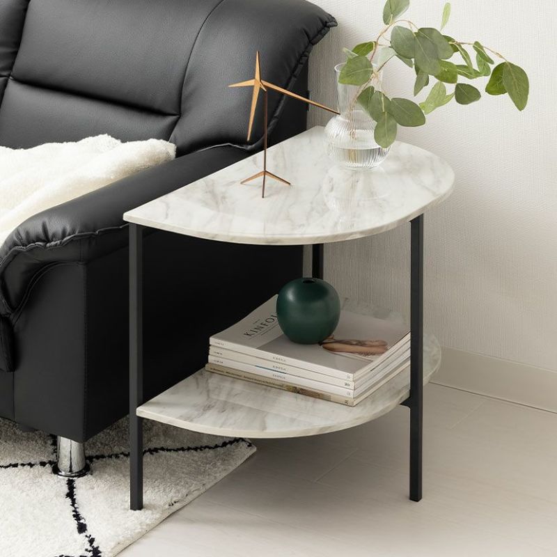 幅60cm サイドテーブル 大理石調 ナイトテーブル リビングテーブル ローテーブル ソファテーブル スチール脚 モダン モノトーン |  暮らしのデザイン